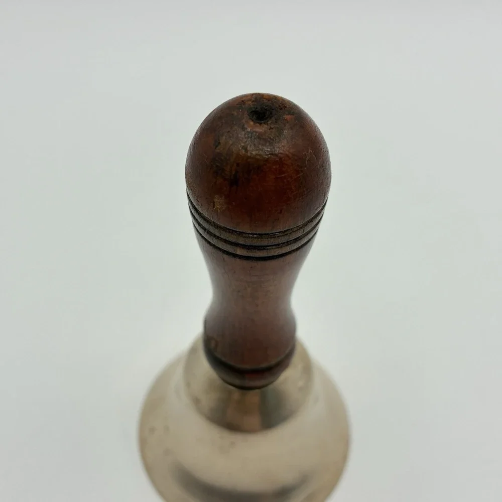 Vintage Brass Bell Wood Handle School Bell